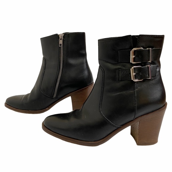 J. CREW Black Leather Ankle Buckle Dean Booties 8 - Picture 4 of 6